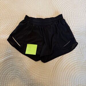Black Lululemon Hotty Hot High-Rise Lined Short 4"